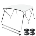 Seamander 3 Bow Marine Grade Polyester Boat Bimini Top, 600D Solution-Dyed Canvas, 4 Adjustable Nylon Straps, 2 Rear Support Pol