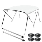 Seamander 3 Bow Marine Grade Polyester Boat Bimini Top, 600D Solution-Dyed Canvas, 4 Adjustable Nylon Straps, 2 Rear Support Pol