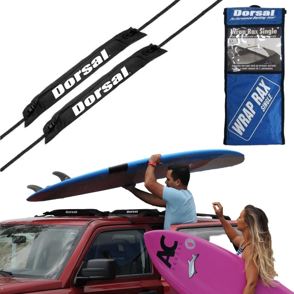 DORSAL Universal Soft Roof Rack Pads for Surfboard Kayak SUPs with Car Tie Down Straps and Storage Bag - Pack of 2 Polyester 28 