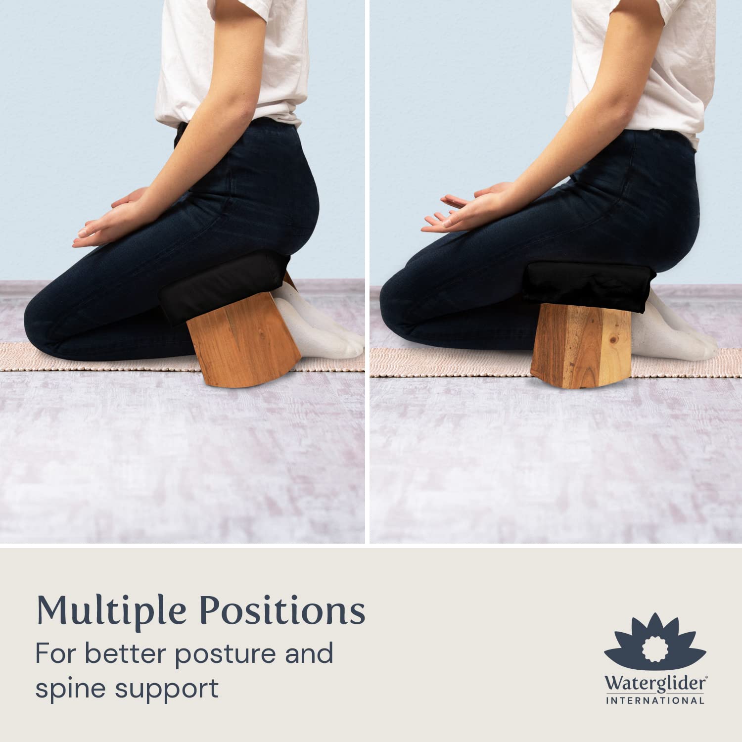 Waterglider International Meditation Bench (Burgundy), Seiza, Sustainable Acacia Wood With Curved Bottom Edges For The Perfect P