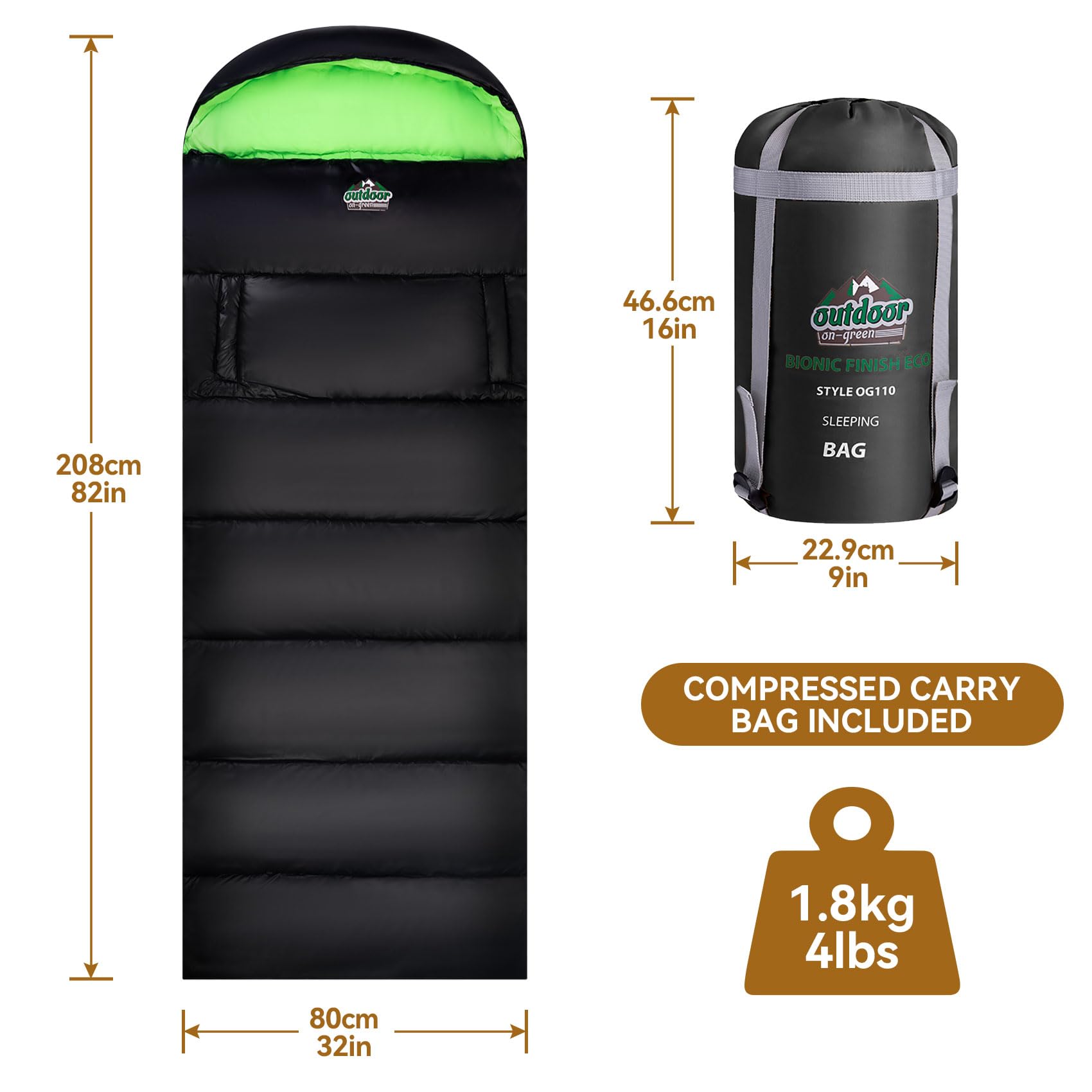 Sleeping Bag For Adults Kids Camping, 4 Season Warm Weather Waterproof Lightweight Sleeping Bag, Great For Outdoor Camping, Back