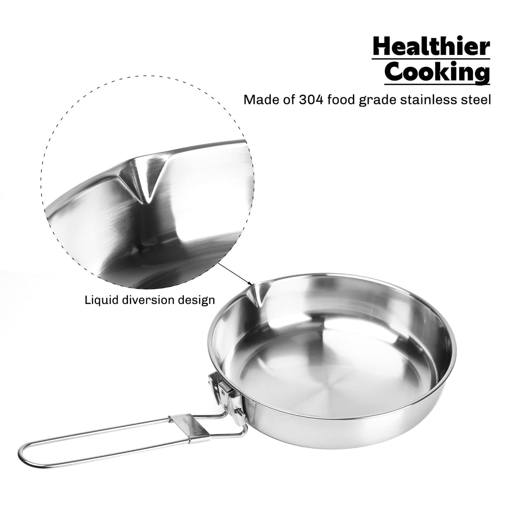 Fire-Maple Antarcti 8 Frying Pan | Sus 304 Stainless Steel Skillet | Durable And Easy To Clean | Ideal For Camping Fishing Bushc