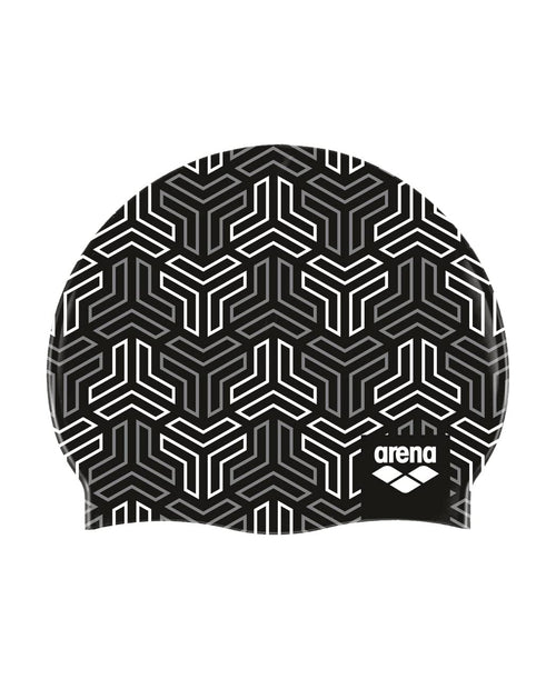 Arena Print 2 Unisex Silicone Swim Cap for Adults, Women and Men Intensive Training Comfortable Non-Slip Long Hair Swimming Hat,