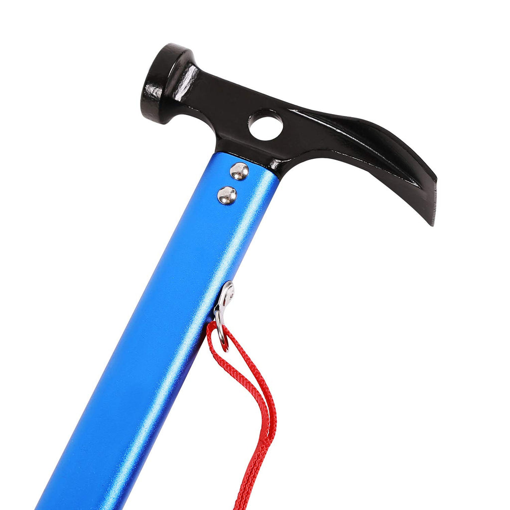 Redcamp Aluminum Camping Hammer With Hook, 12'' Lightweight Multi-Functional Tent Stake Hammer, Portable Camp Stake Mallet, Blue