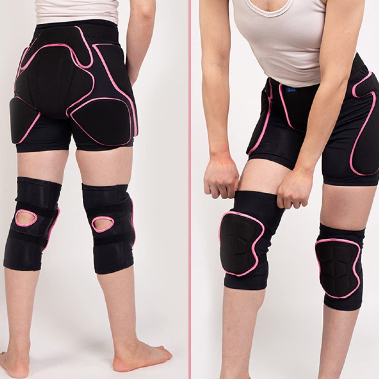 Belugadesign 3D Protection Padded Shorts Knee Set | Hip Butt Tailbone Impact Shorts For Ski Skateboard Snowboard Volleyball Ice