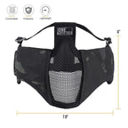 Onetigris 6'' Foldable Half Face Mesh Mask With Ear Protection, Tactical Lower Face Protective Mask (Camo Black)