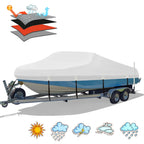 Hahasole Heavy Duty 1200D Pu Waterproof Boat Cover, 17 '- 19 ' Trailerable Marine Grade Polyester Canvas, Fits 17-19Ft V-Hull, T