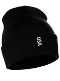 Daxton Vertical Usa Cities Cuffed Beanie Winter Knit Hat Skully Cap, Usa Black White
