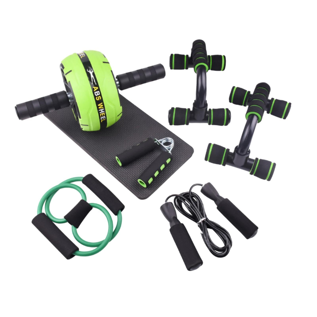 LOOM TREE Abs Roller Wheel Indoor Fitness Equipment Set Home Gym Workout Chest Expander Green | Fitness, Running & Yoga | Fitnes
