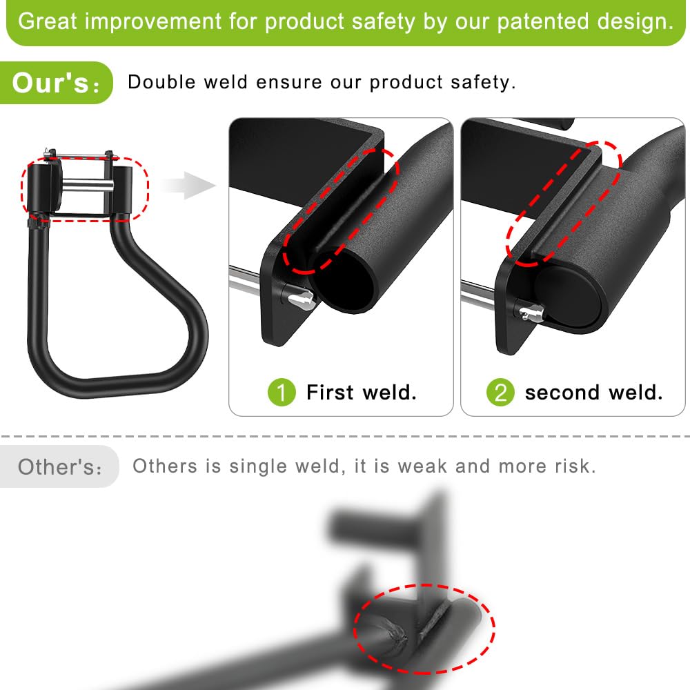 Seleware Dip Bar Attachment For 3'' X 3'' With 1'' Or 5/8'' Hole Power Cage Squat Rack, Set Of 2 Heavy Duty Steel Dip Handles Wi