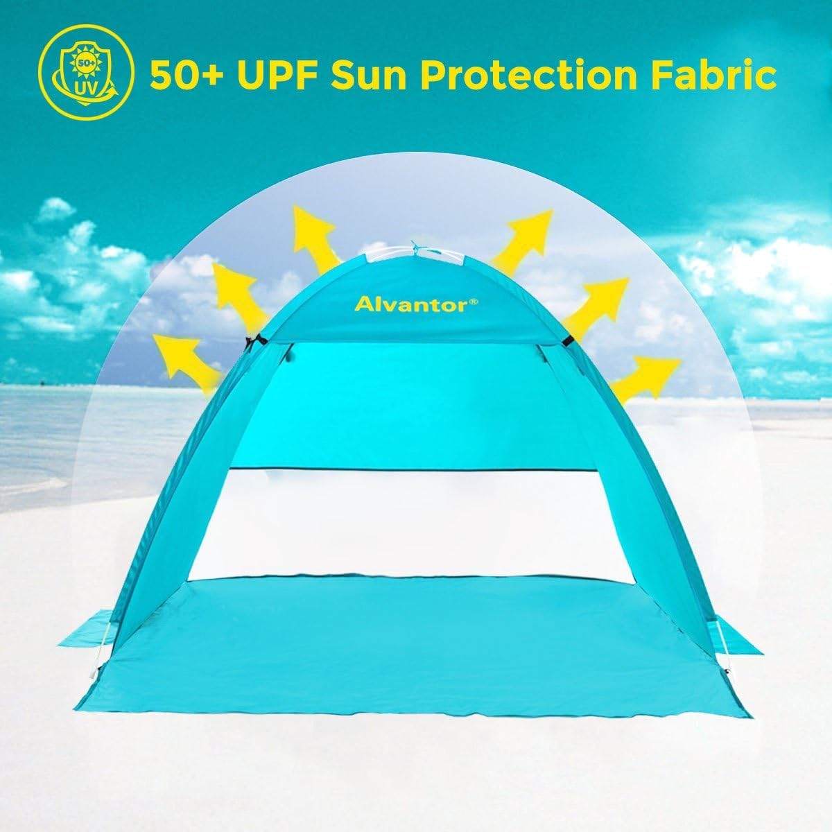 Alvantor Beach Tent Sun Shade Beach Umbrella Outdoor Sun Shelter Cabana Automatic Instant Pop-Up Upf 50+ Portable Camping Canopy
