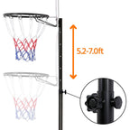 Yaheetech Portable Basketball Hoop System For Youth Indoor Outdoor W/Backboard & Wheels & Fillable Base, 5.2-7 Ft Adjustable Hei