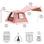 Kazoo Instant Camping Tent (4P Coffee)
