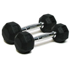 Spri Dumbbells Hand Weights Set Of 2 - Rubber Hex Chrome Handle Exercise & Fitness Dumbbell For Home Gym Equipment Workouts Stre