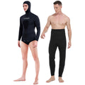 Men Neoprene 7MM Spearfishing Wetsuit with Hooded, 2 Pieces Long Sleeve Hunting Diving Suit with Loading Chest Pad for Cool Wate