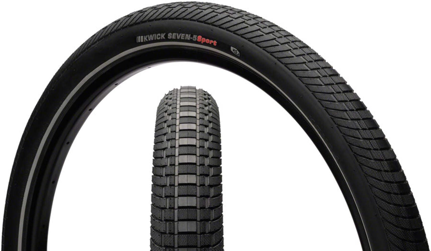 KENDA Kwick Seven.5 Tire - 27.5 x 2, Clincher, Wire, Black/Reflective, 60tpi, KS