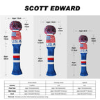 Scott Edward Knit Patriotic Golf Club Covers Set Of 4 Usa Flag Driver Cover*1 Fairway Cover*2 Hybrid/Ut Cover*1 A Nice Addition
