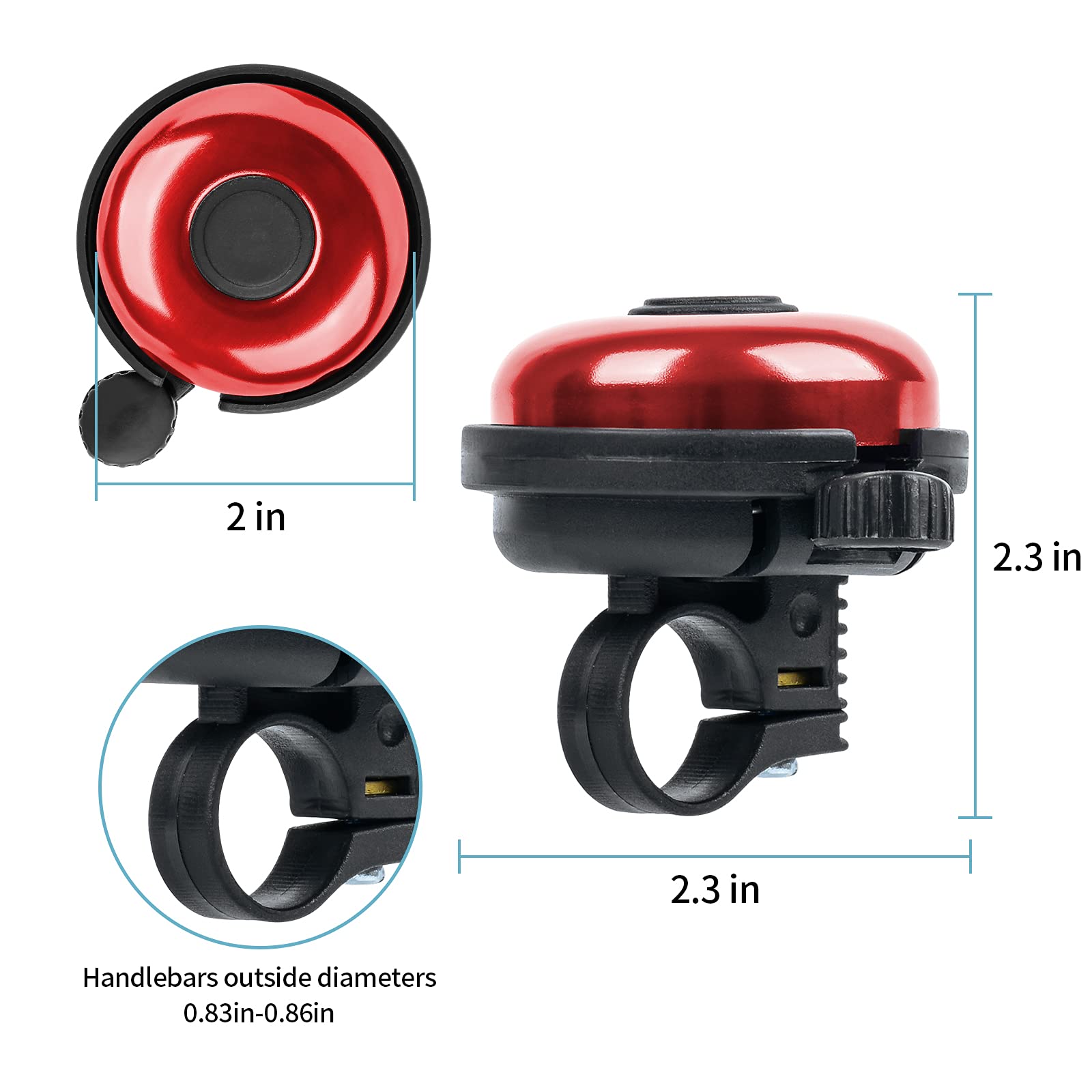 Xthuge Classic Bike Bell, Aluminum Bicycle Bell, Loud Crisp Clear Sound Bicycle Bike Bell For Adults Kids(Red-Right Hand Use2 Pa