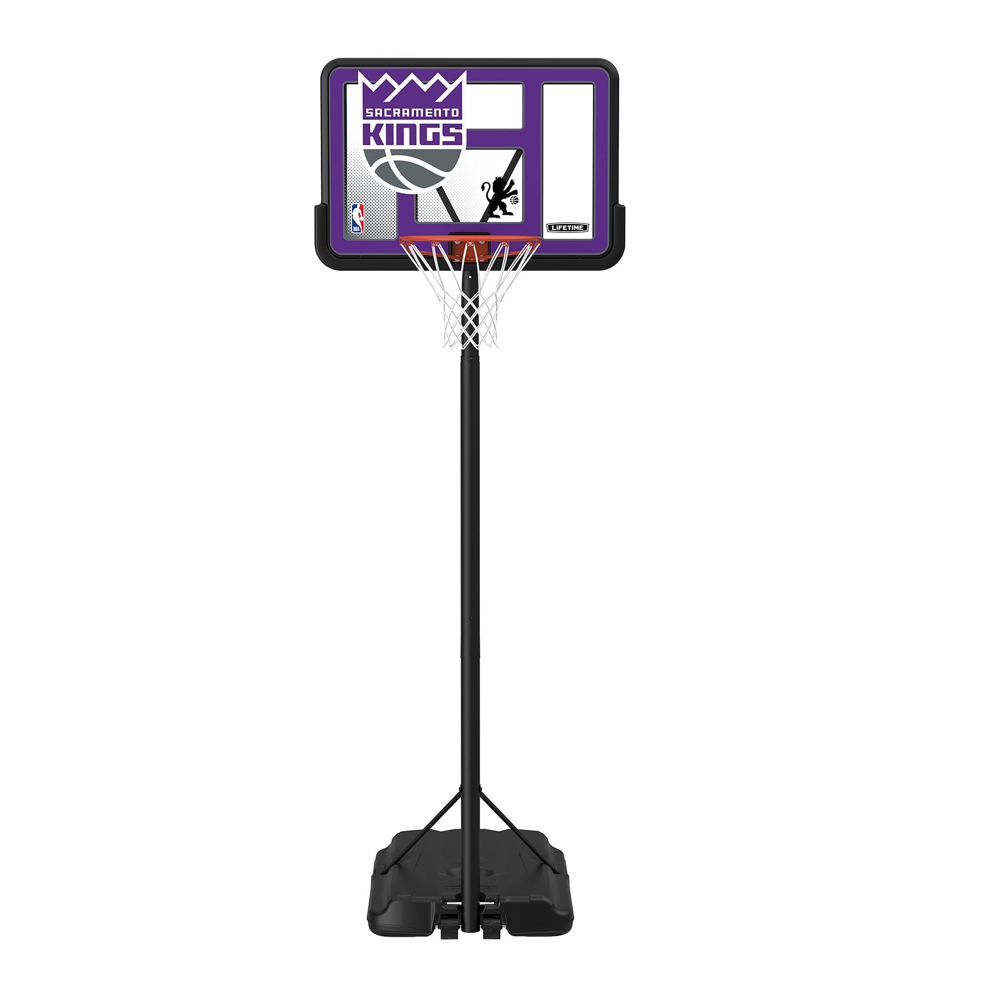 Lifetime NBA Sacramento Kings Portable Basketball Hoop, Adjustable Height 7.5-10 Ft, 44 Inch Shatterproof Fusion Backboard, Base