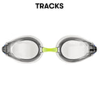 Arena Tracks Swim Goggles, White  Clear  Blue, Non-Mirror Lens