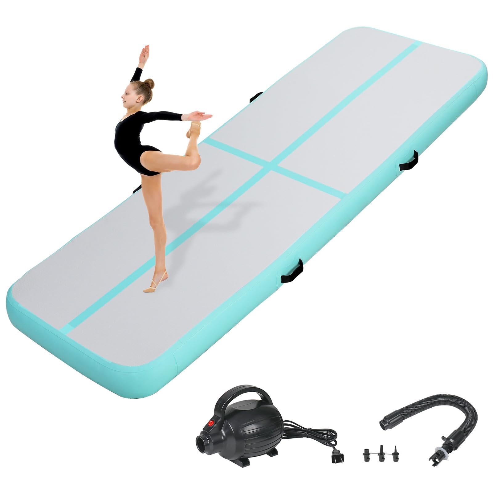 Kikilive Inflatable Air Gymnastics Tumbling Mat 10Ft, Air Tumble Track Mat 4 Inches Thickness With Electric Air Pump For Home Us
