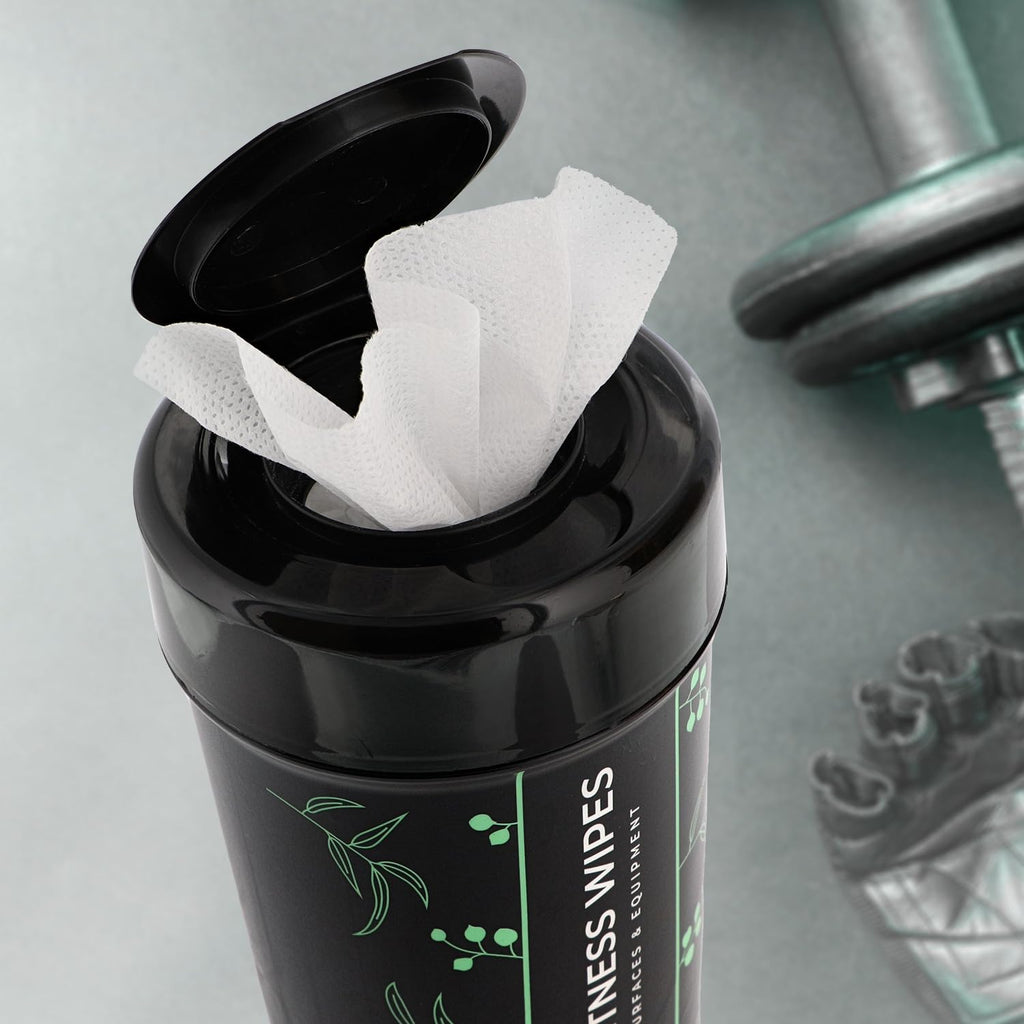 Wipex Natural Wipes For Fitness In Lemongrass & Eucalyptus, Gyms, Yoga, Peloton Cycles, Treadmills And Home, 75 Wipes Per Canist