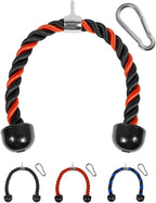 Yes4All Deluxe Red Black Tricep Rope 27 Inches Black Cable Attachment, Pulley System Gym Pull Down Rope With Carabiner, Exercise