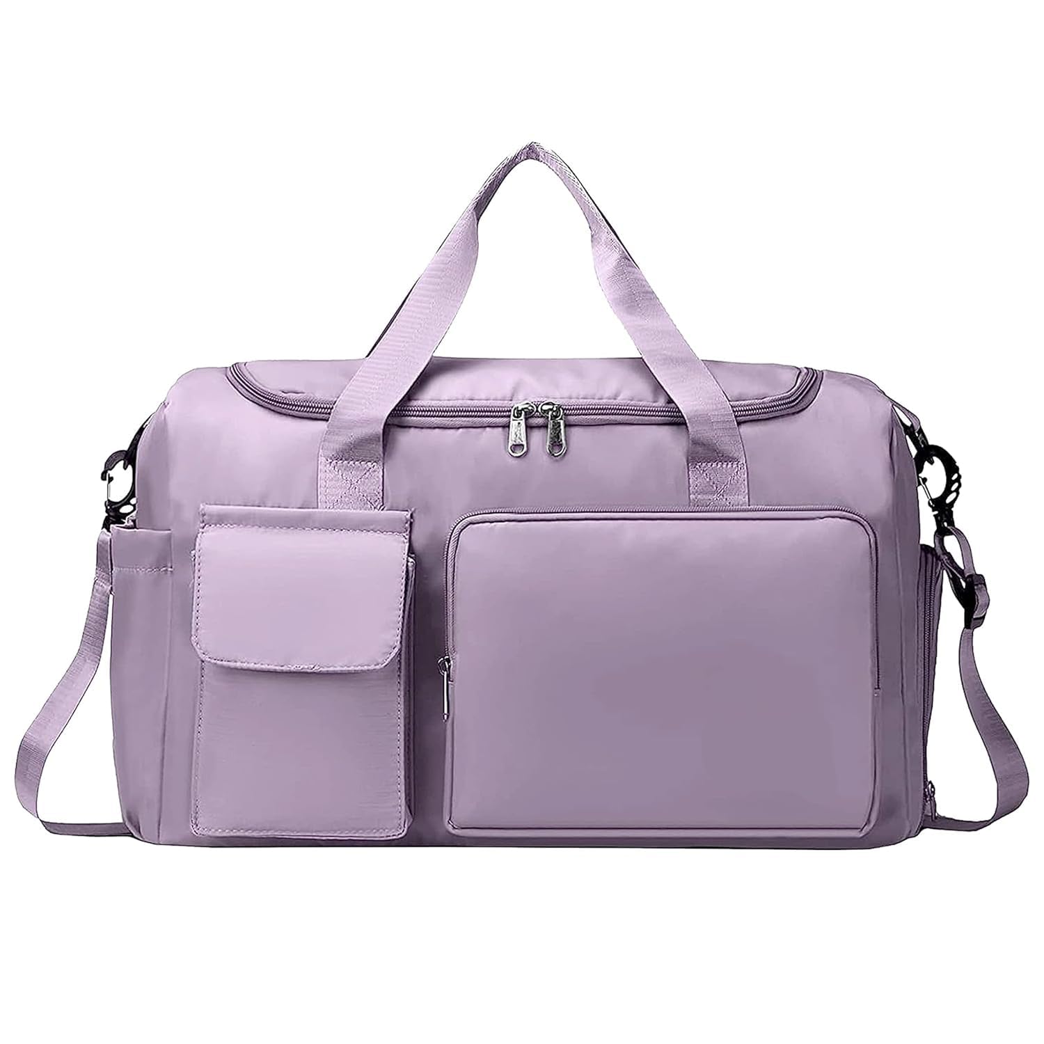 Nylon Travel Duffle Bag, Grey, 44X18X29 Cm, With Wet Pocket And Shoe Compartment, Weekender Overnight Gym Shoulder Bag For Men A