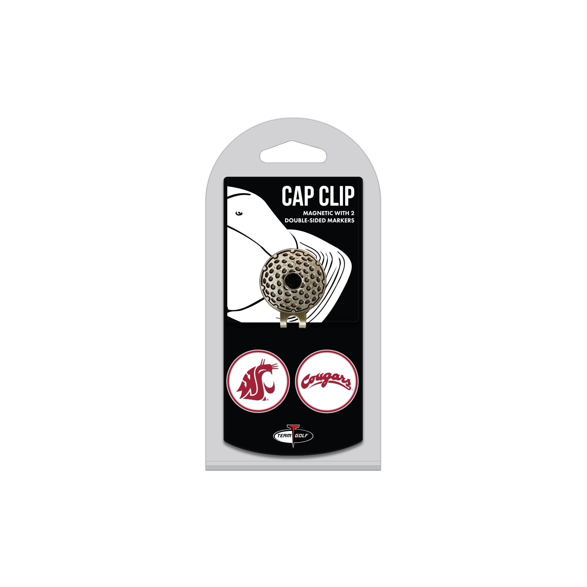 Team Golf NCAA Washington State Cougars Cap Clip With 2 Golf Ball Markers Golf Cap Clip with 2 Removable Double-Sided Enamel Mag
