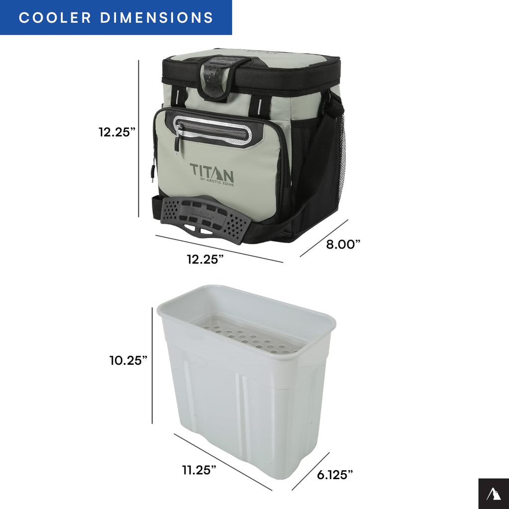 Titan by Arctic Zone 16 Can Zipperless Soft Cooler with HardBody Liner, Seagrass