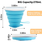 Litoexpe 4 Pack Silicone Collapsible Travel Cup Portable Folding Camping Cup Sets With Lids, Orange & Blue & Coffee & Purple, Ca