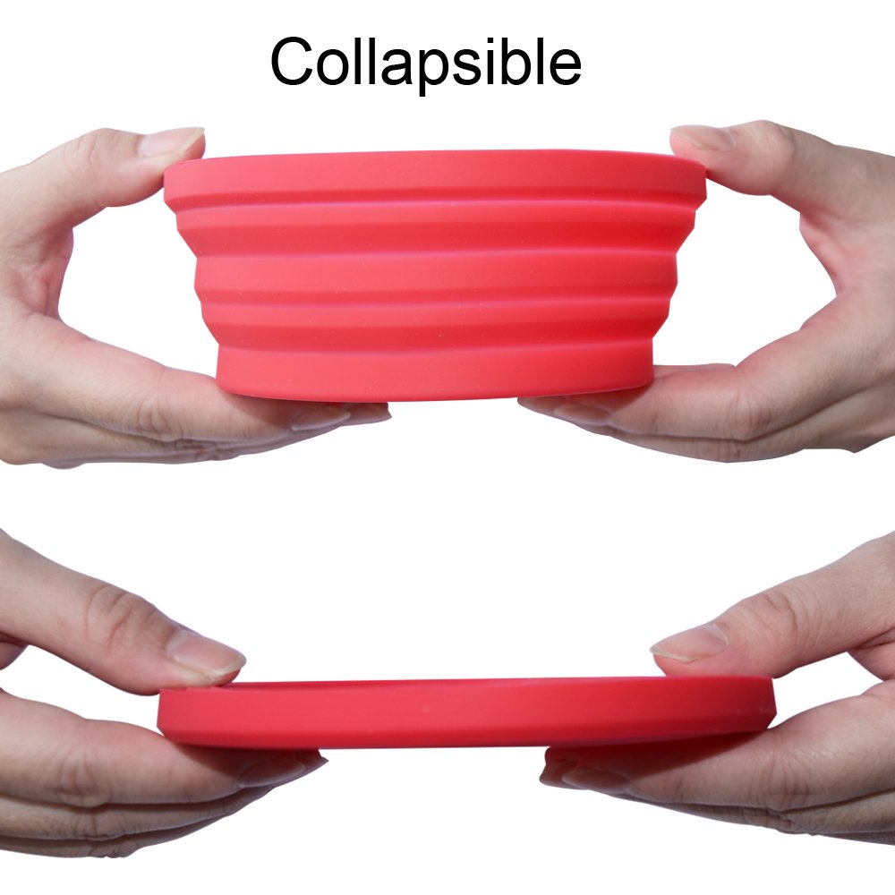 Ecoart Silicone Expandable Collapsible Bowl For Travel Camping Hiking (Red(S))
