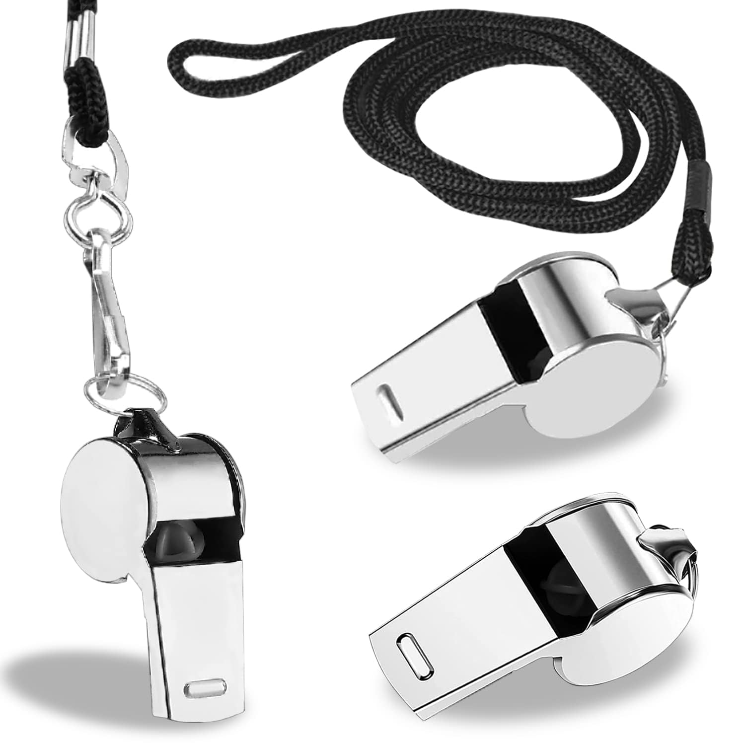 Tiankohelan 3 Pcs Whistle,Stainless Steel Sports Whistle With Lanyard For Directing Traffic Outdoor Adventure Sports Pet Trainin
