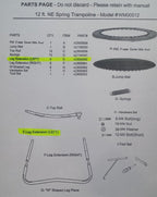 Airzone 12 Round Trampoline, Replacement Leg Extension (Left)