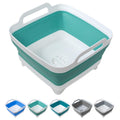 Dishpan for Washing Dishes, 2.4Gal/9L Wash Basin with Draining Plug Carry Handles, Collapsible Bucket for Cleaning, Portable Sin