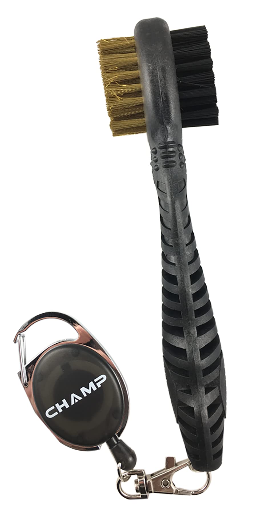 Champ Proactive Sports Dual-Bristle Club Brush With Retractable Cord, Black
