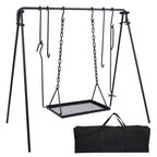 Redcamp Campfire Swing Grill Stand, Portable Hanging Cooking Grill Rack With Dutch Oven Lid Lifter & Hooks For Outdoor Bbq Picni