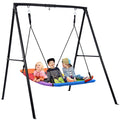 Trekassy Swing Sets for Backyard, 440lbs Heavy Duty A-Frame Metal Swing Stand with 60 Large Platform Swing for Outdoor Playgroun