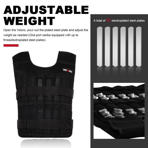 Adjustable Weighted Vest 44Lb Workout Weight Vest Training Fitness Weighted Jacket For Man Woman (Included 96 Steel Plates Weigh