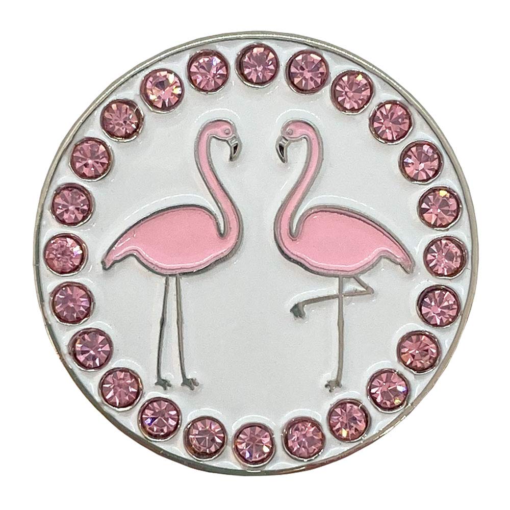 Giggle Golf Bling Golf Ball Marker With A Standard Magnetic Hat Clip  Great Gift For Women (Flamingos)