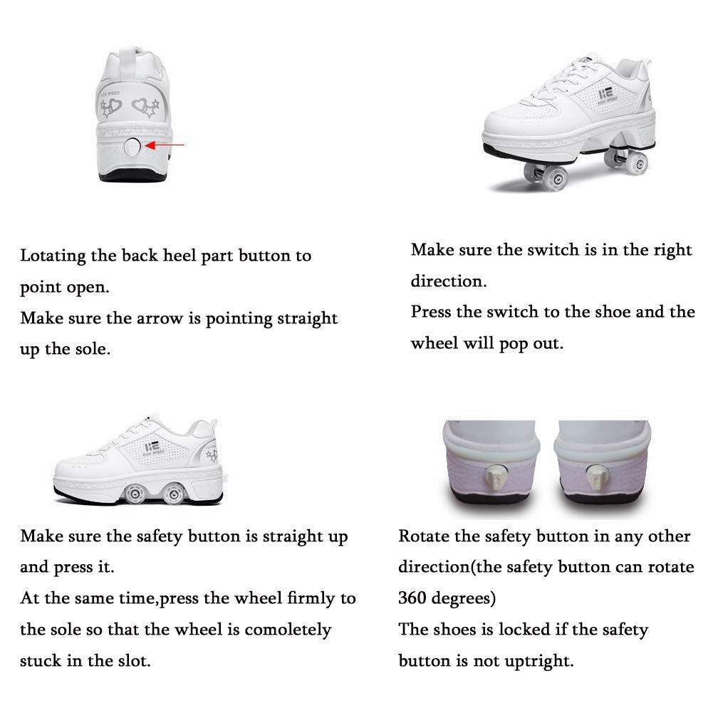 Kofuboke Led Women Deformation Roller Skate Shoes,Double-Row Walking Shoes With Invisible Wheels (Purple, 5.5)