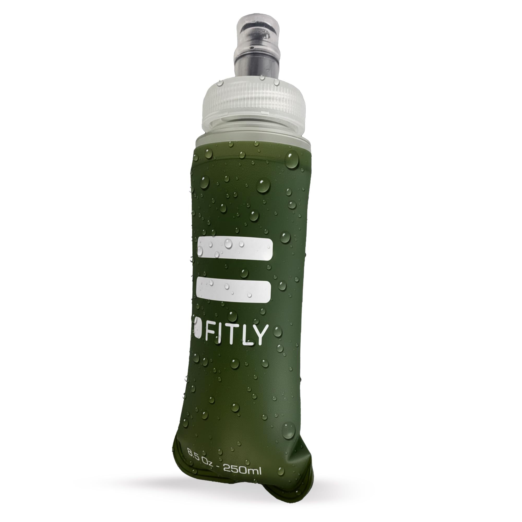 Soft Flask - 8.5 oz (250 ml) - Shrink As You Drink Pocket Soft Water Bottle for Hydration Pack/Running Vest - Folding Water Bott