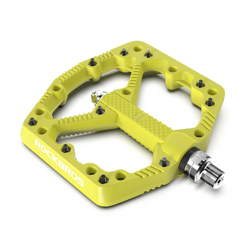 Rockbros Mountain Bike Pedals Flat Mtb Pedals Nylon Fiber Bicycle Platform Pedals For Road Mountain Bmx Mtb Bikes Green