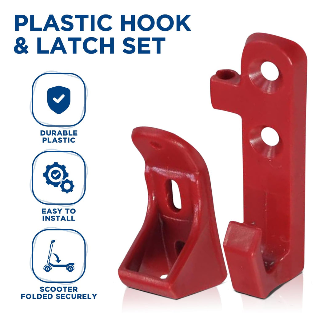 Alveytech Plastic Hook & Latch Set For Gotrax Scooter - Compatible With Gotrax Gxl V2, Xr, Ultra - Electric Scooter Clip - Red A