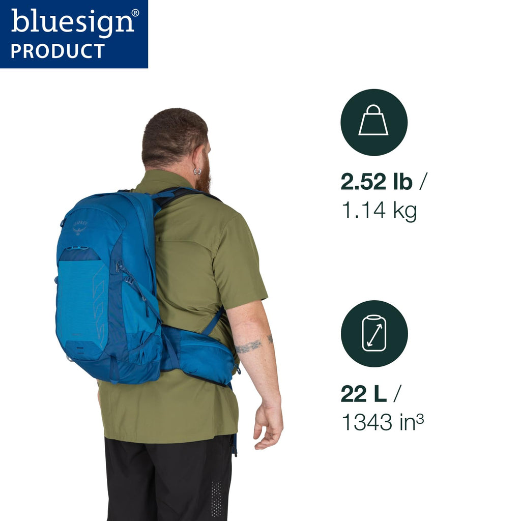 Osprey Talon 22L Mens Lightweight Hiking Backpack - Small Daypack for Travel & Camping, Black/Coal Grey, Extended Fit