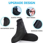 Waterproof Shoe Covers For Rain, Non-Slip Silicone Overshoes With Zipper, Reusable Shoe Protectors For Bicycling And Outdoor Act