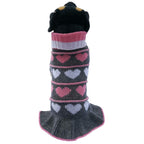 Jecikelon Pet Dog Long Sweaters Dress Knitwear Turtleneck Pullover Warm Winter Puppy Sweater Long Dresses (Grey Heart, X-Small)