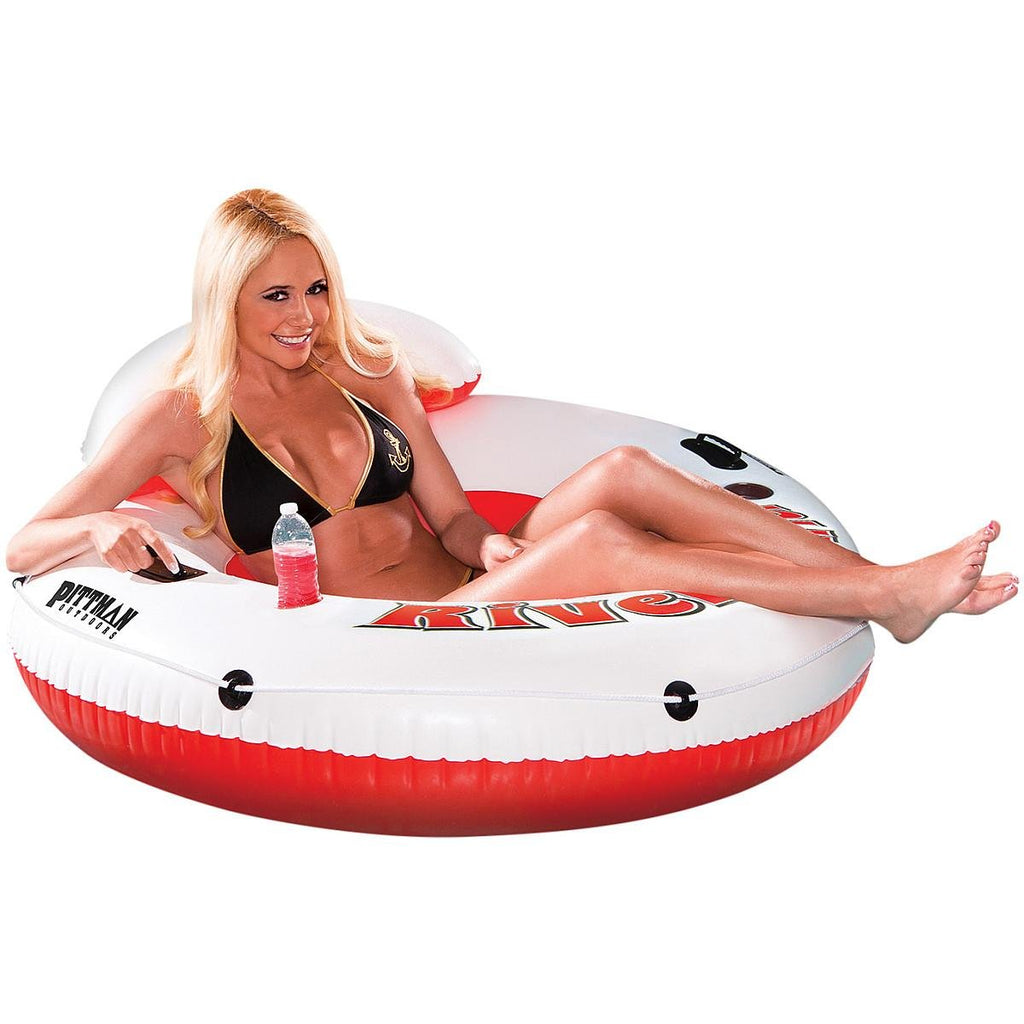 Pittman Outdoors Water Float Tube - Inflatable River Drifter With Cup Holders, Holds 300 Pounds, 1 Person