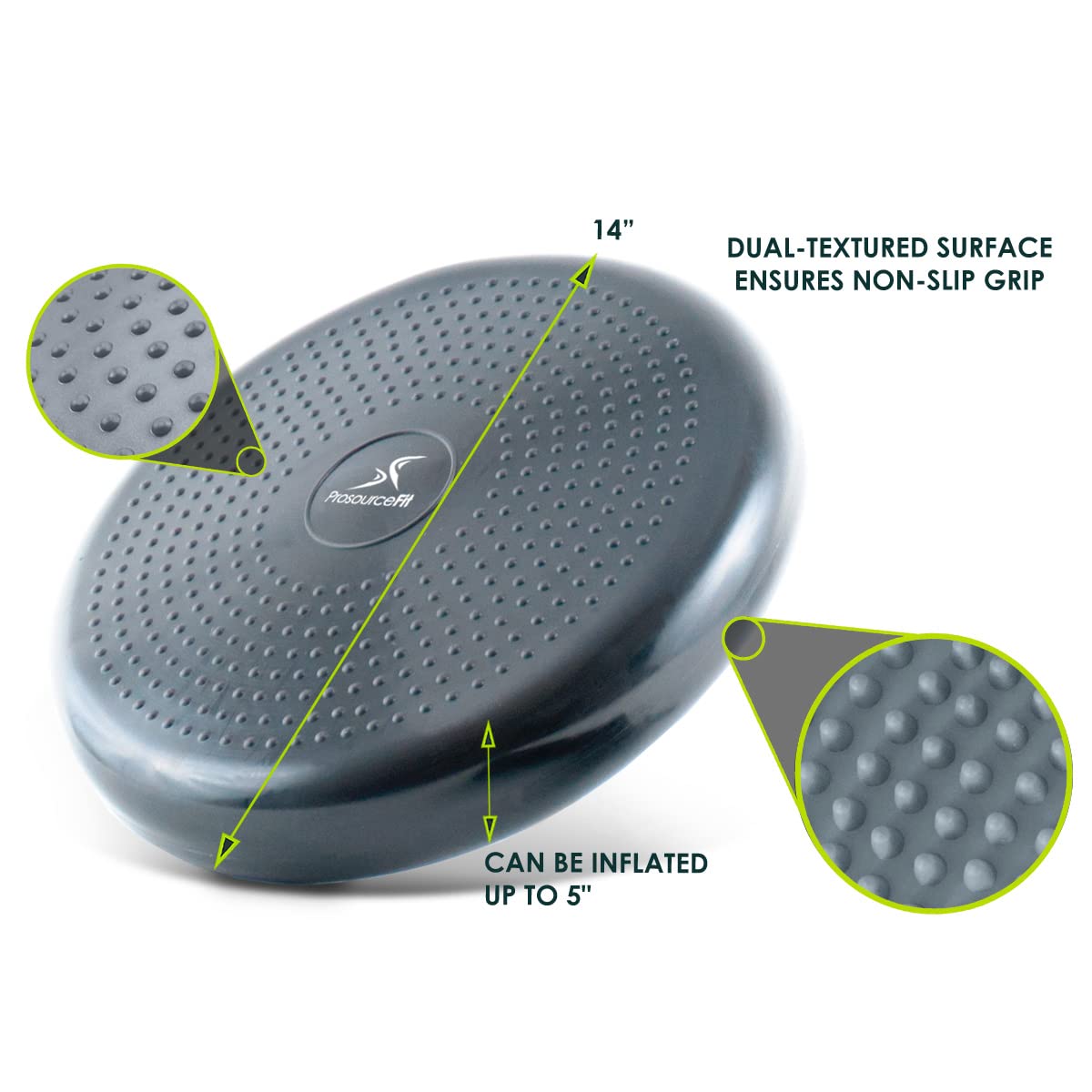 Prosourcefit Core Balance Disc Trainer, 14 Diameter With Pump For Improving Posture, Fitness, Stability, Grey
