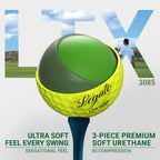 Legato Golf Balls, Ltx 3085 | Designed To Help Golfers Break 90 | Maximized Long Distance With Soft Feel | 3 Piece | Urethane Co